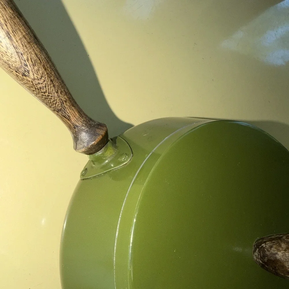 Vintage 1970s MCM Green Fondue Pot Avocado Green
